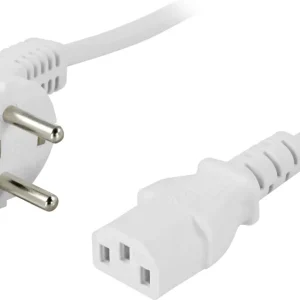 Veggkabel PC, vinklet CEE 7/7 til rett IEC C13, 3 meter, hvit v:5411436 Veggkabel PC, vinklet CEE 7/7 til rett IEC C13, 3 meter, hvit v:5411436