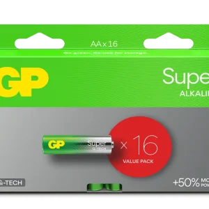 GP Super Alkaline AA-batteri, 15A/LR6, 16-pakning v:5926490 GP Super Alkaline AA-batteri, 15A/LR6, 16-pakning v:5926490