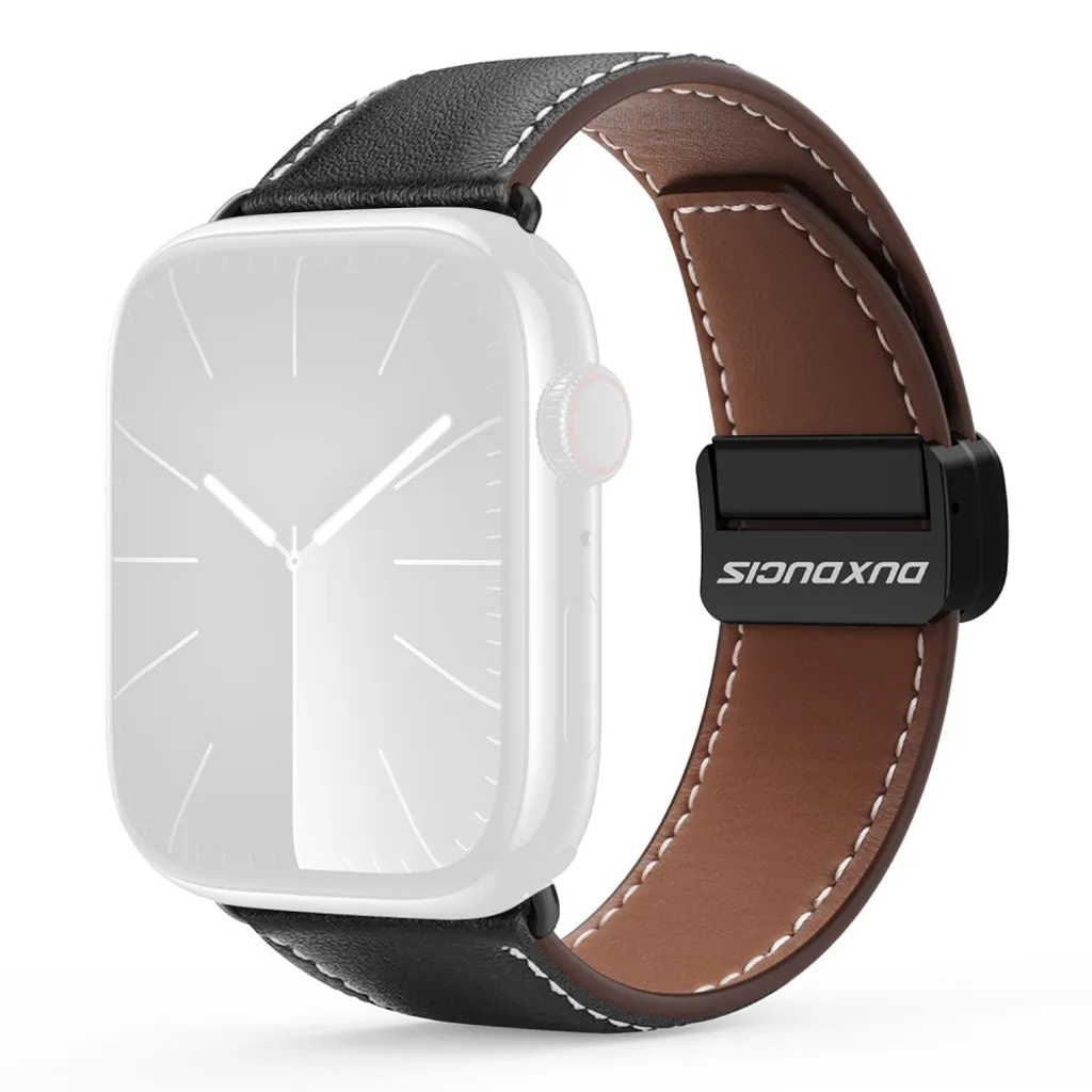 DUX DUCIS YA Series Apple Watch 38/40/41/42mm Klokkereim i ekte skinn – Svart v:5560445 DUX DUCIS YA Series Apple Watch 38/40/41/42mm Klokkereim i ekte skinn – Svart v:5560445