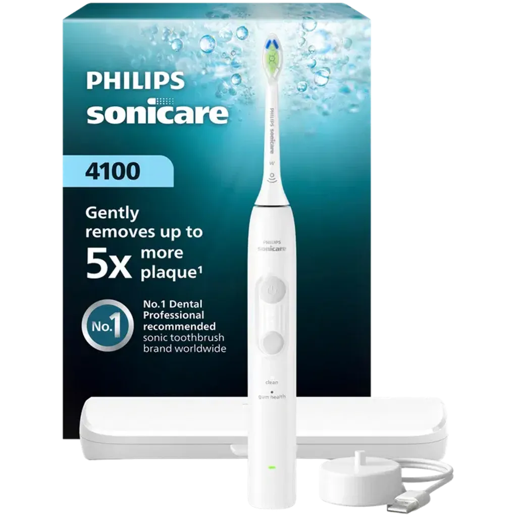Philips Sonicare elektrisk tannbørste 4100-serien HX4043/41 – hvit v:5141368