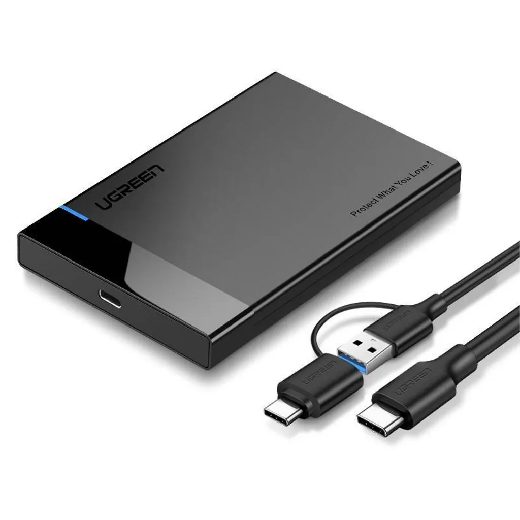 Ugreen SATA eksternt stasjonskabinett HDD 2,5", USB-A + USB-C til USB-C-kabel v:2956254