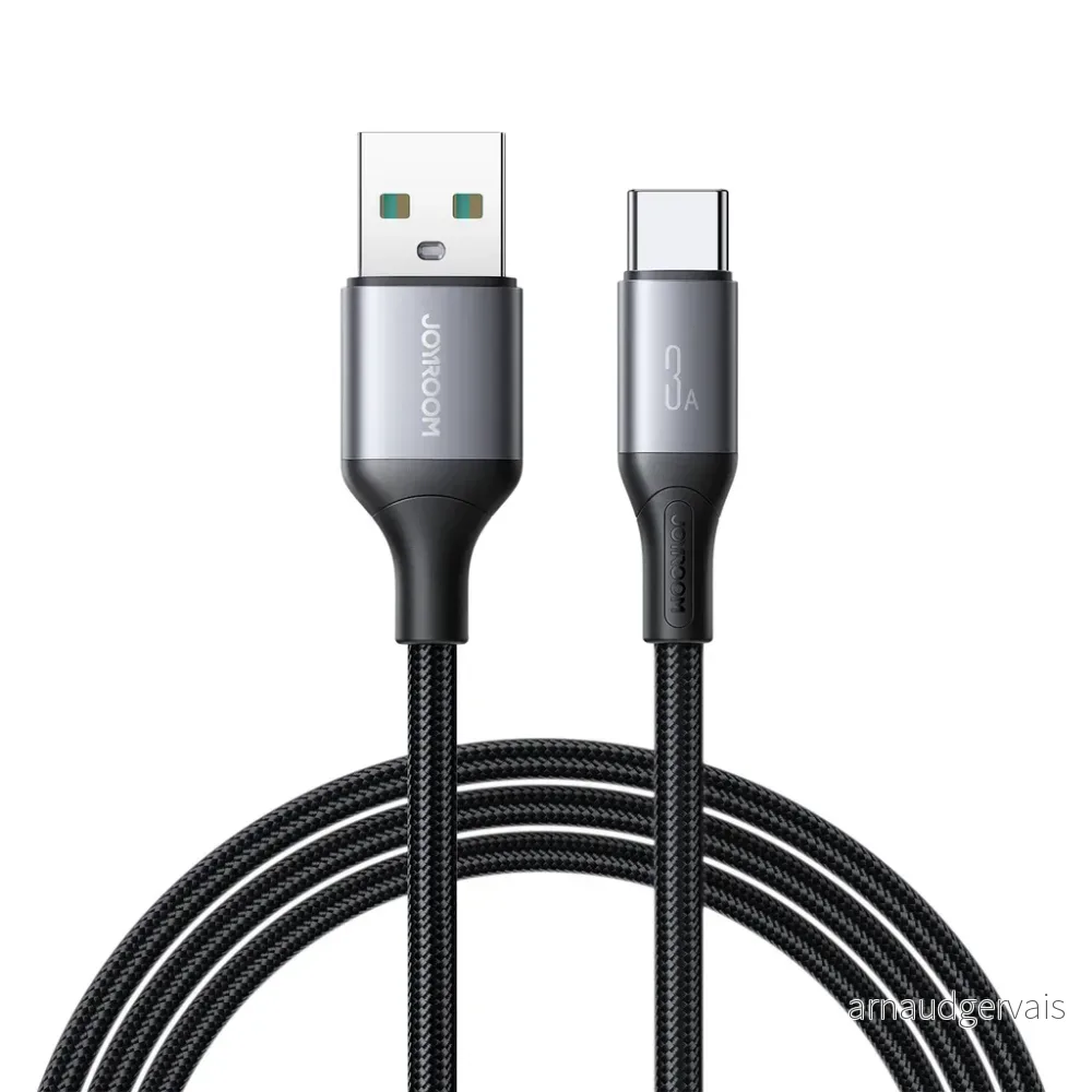 Joyroom Flash-serien hurtigladekabel for USB-A til USB-C, 3A, 1 m – svart v:5800060