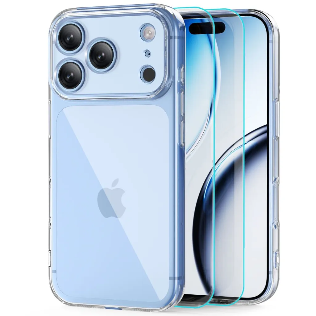 Tech-Protect iPhone 18 Pro/17 Pro Deksel + 2-paking Skjermbeskytter – Gjennomsiktig v:4069209 Tech-Protect iPhone 18 Pro/17 Pro Deksel + 2-paking Skjermbeskytter – Gjennomsiktig v:4069209