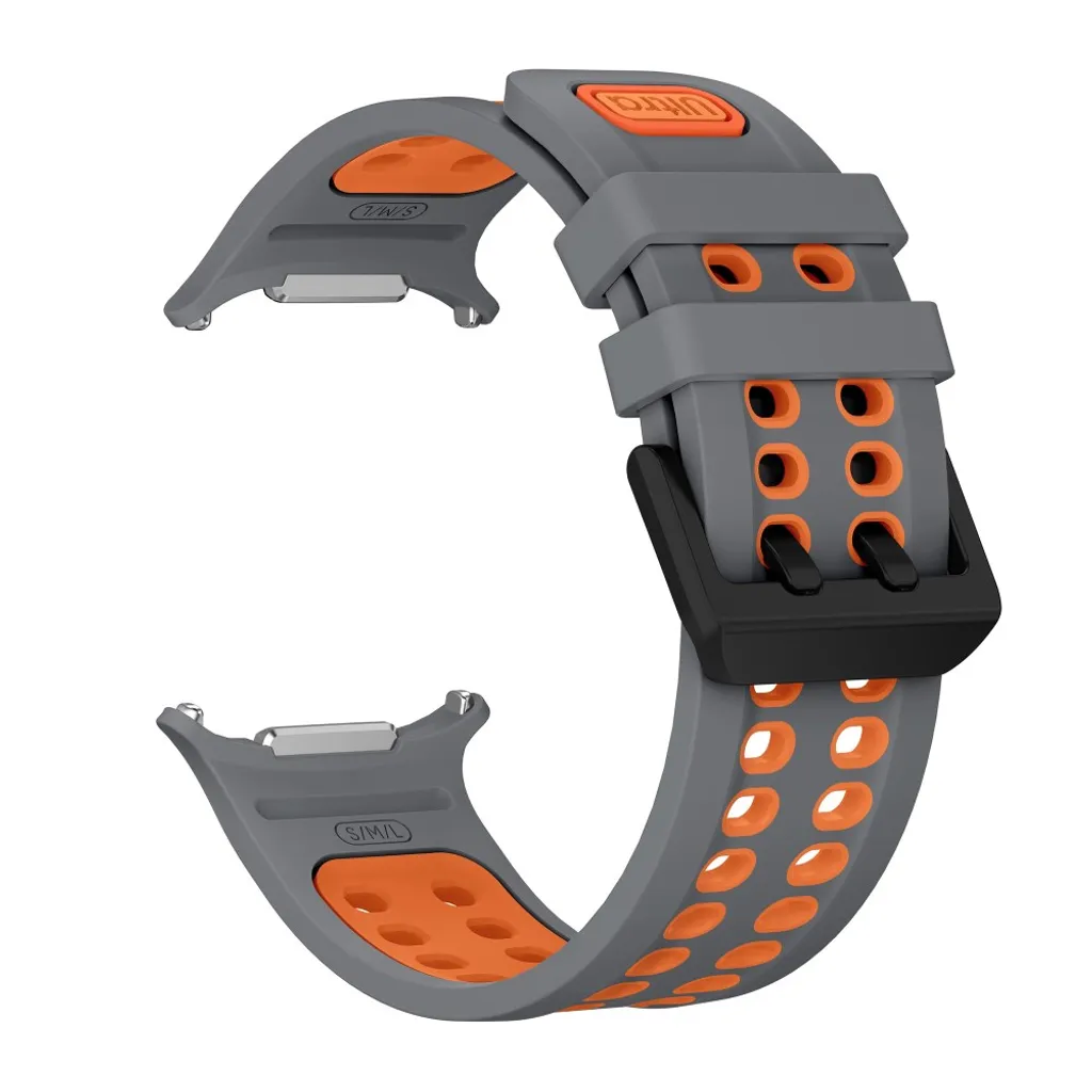 Samsung Galaxy Watch Ultra/Ultra2 Tofarget silikon klokkerem med dobbel spenne – Grå/oransje v:8514216 Samsung Galaxy Watch Ultra/Ultra2 Tofarget silikon klokkerem med dobbel spenne – Grå/oransje v:8514216