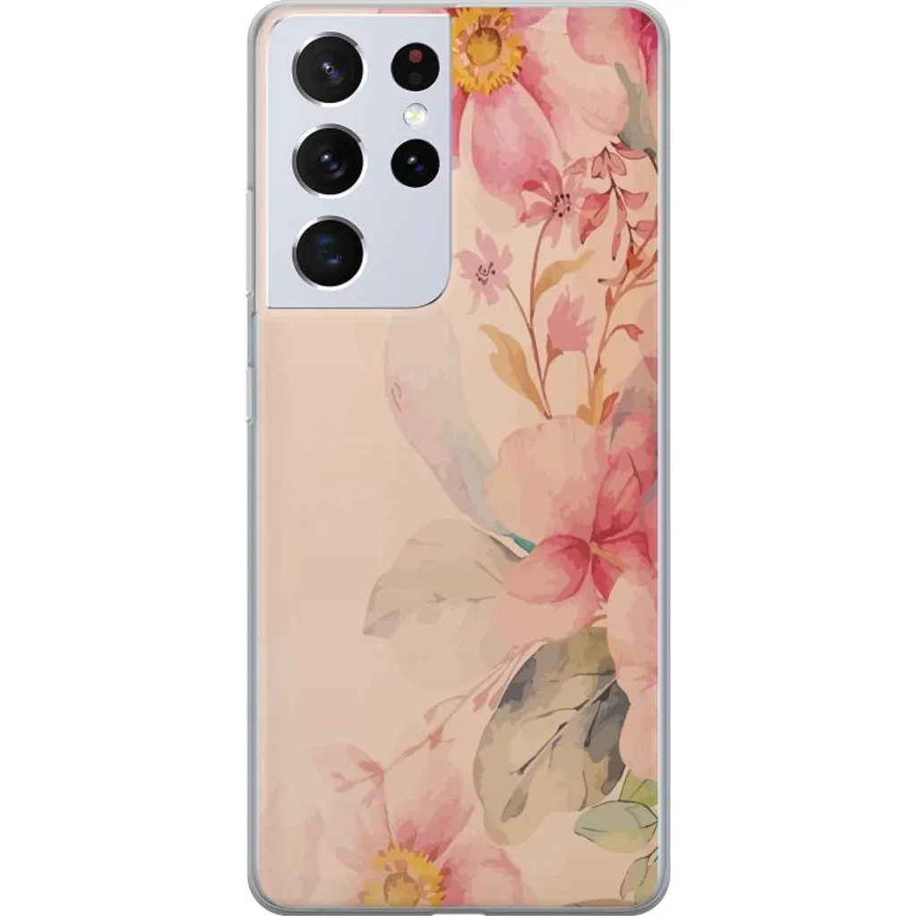 Samsung Galaxy S21 Ultra 5G Gjennomsiktig Telefondeksel Färgsprakande Blommor v:3157767