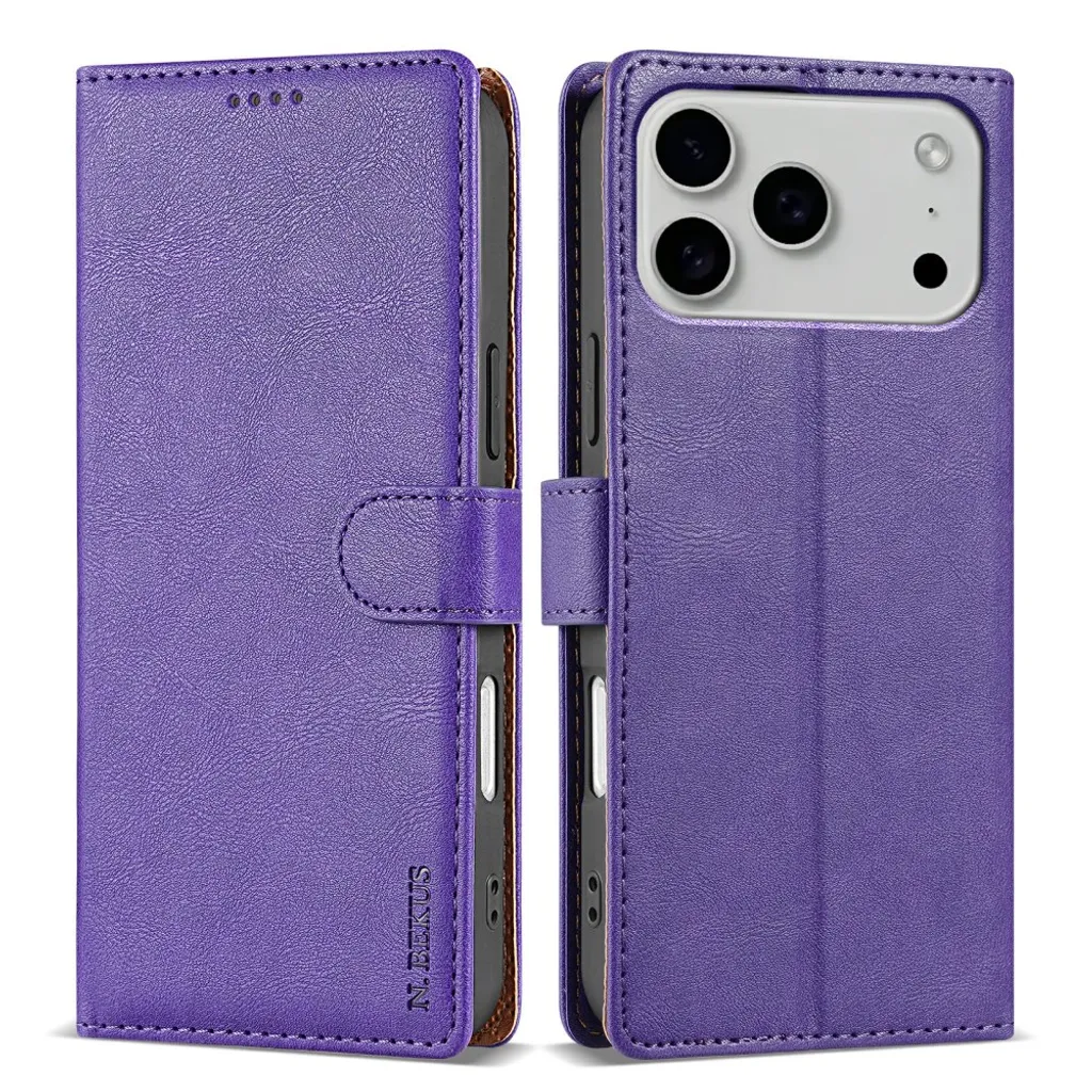 N.BEKUS iPhone 18 Pro Max/17 Pro Max Lommeboketui i PU-skinn – Lilla v:8074684