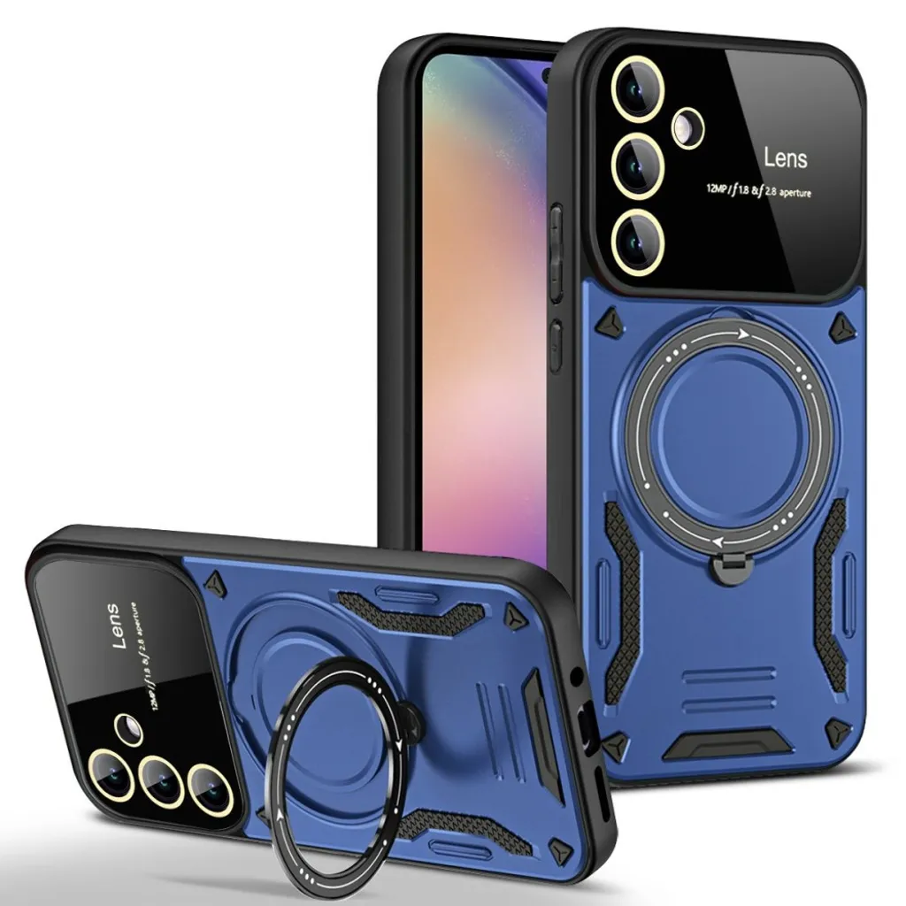 Samsung Galaxy A16 Deksel med magnetisk ringstativ – blå v:5134297