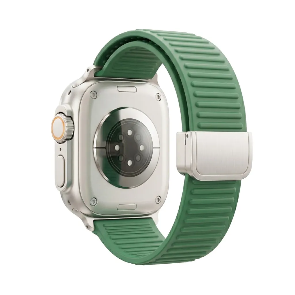 Apple Watch 42/41/40/38mm Silikon klokkerem Magnetisk lukking – Grønn v:7935352 Apple Watch 42/41/40/38mm Silikon klokkerem Magnetisk lukking – Grønn v:7935352