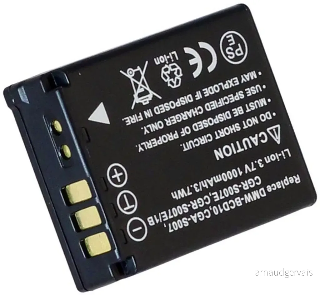 Batteri til Panasonic Lumix DMC-TZ2EB-K, 3,6 (3,7), 850mAh v:9231081
