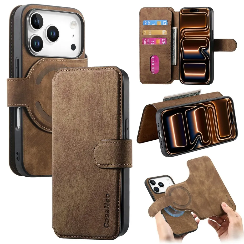 CASENEO iPhone 18 Pro Max/17 Pro Max MagSafe-etui med lommebok – Brun v:1745011 CASENEO iPhone 18 Pro Max/17 Pro Max MagSafe-etui med lommebok – Brun v:1745011