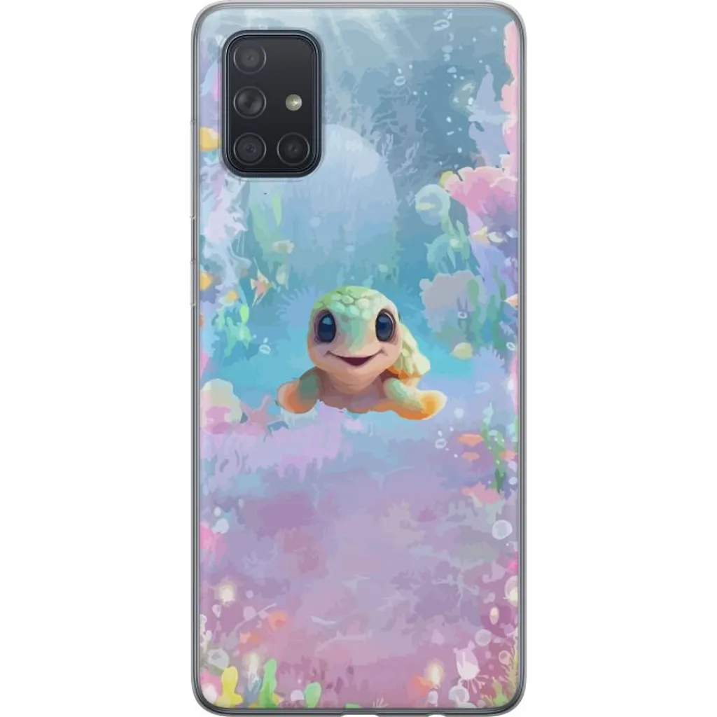Samsung Galaxy A71 Gjennomsiktig Telefondeksel Glad Sköldpadda v:6520991