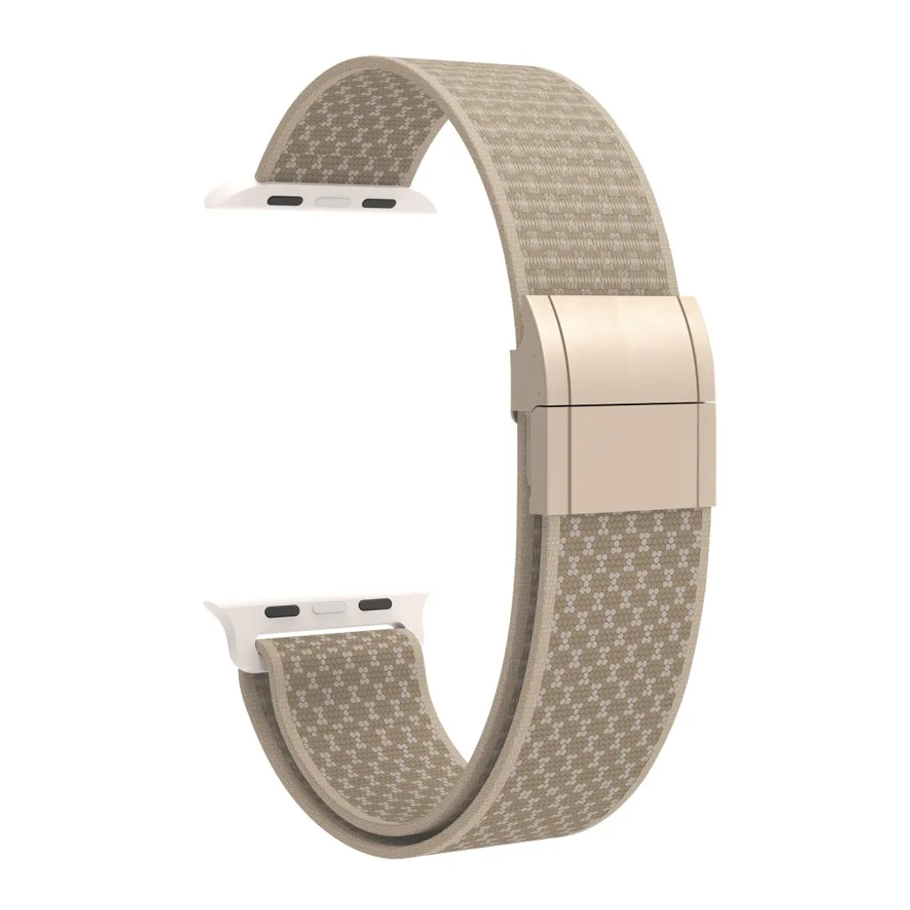 Apple Watch 49/46/44/42mm Nylon klokkerem Magnetisk lukking – Beige v:1859035