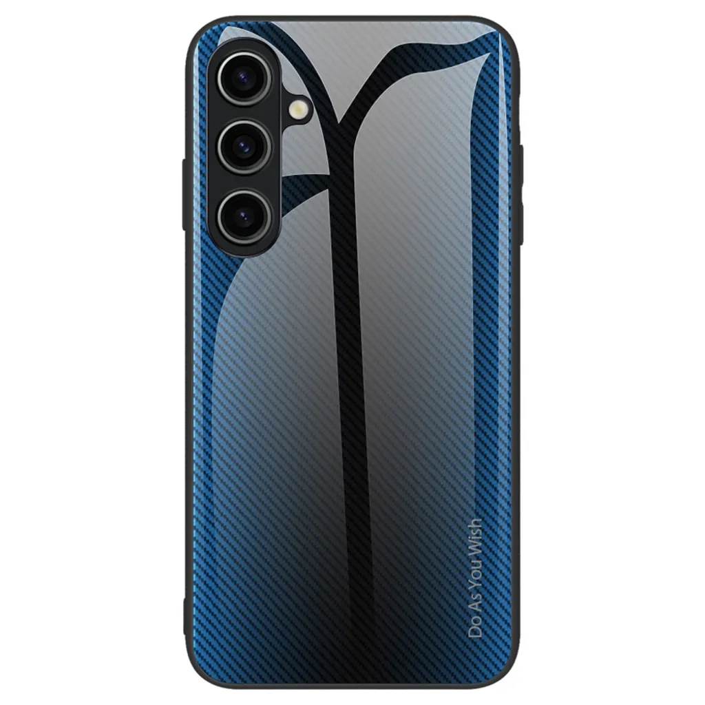Samsung Galaxy A55 5G Karbonfiber Deksel med bakside i herdet glass – Blå v:1618096