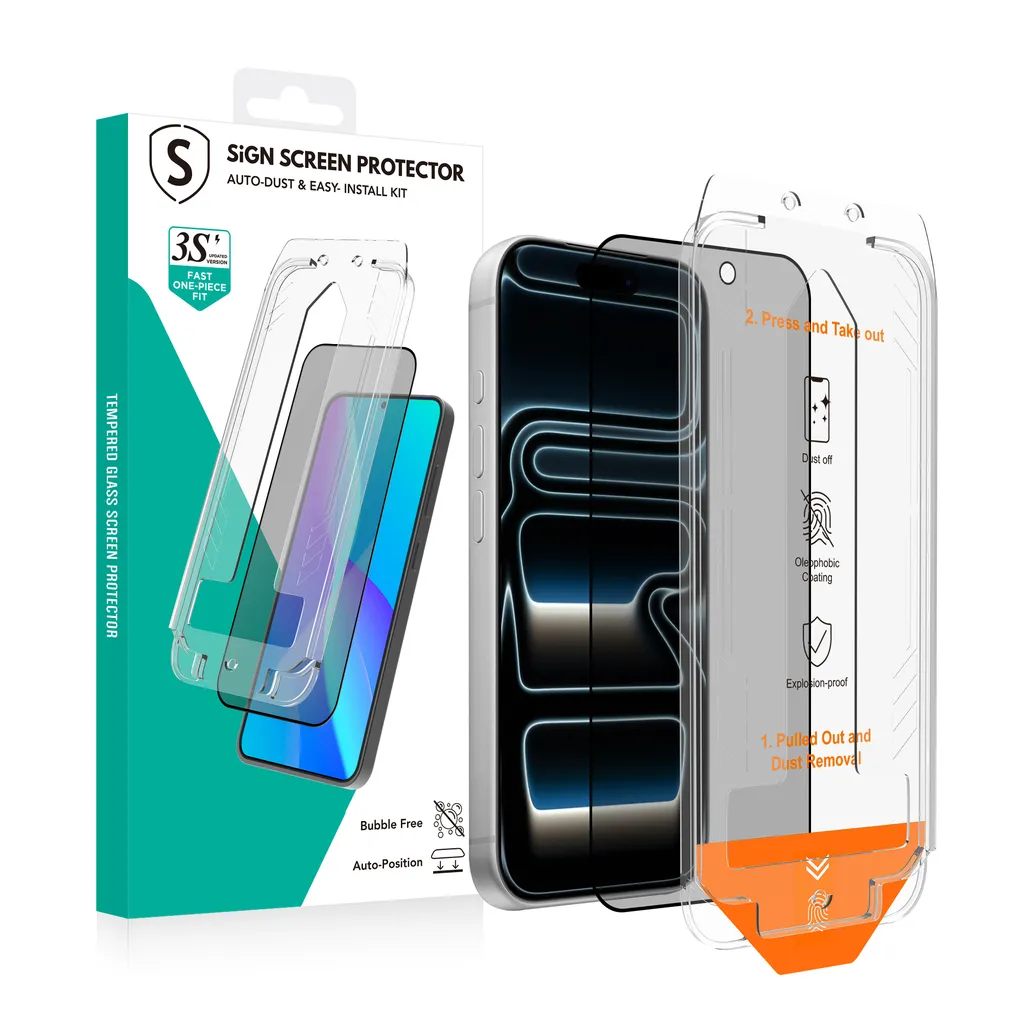 SiGN Skjermbeskytter iPhone 18 Pro Max – EZ Apply med støvfri applikator, 2-paking v:8231001