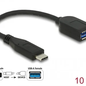 Delock USB 10 Gbps koaksialkabel USB-C hann til USB-A hunn 10 cm v:8400920 Delock USB 10 Gbps koaksialkabel USB-C hann til USB-A hunn 10 cm v:8400920