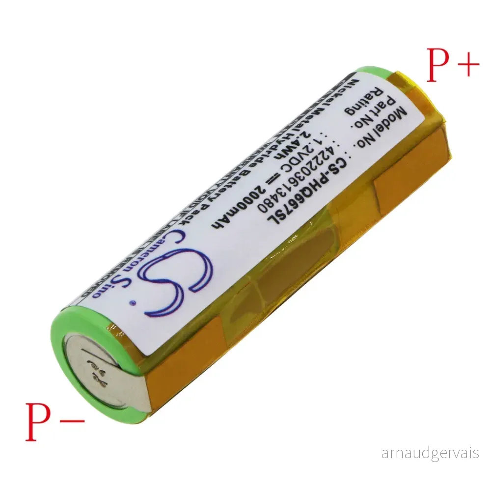 Batteri til 93154 for Philips, 1.2V, 2000 mAh v:5525349
