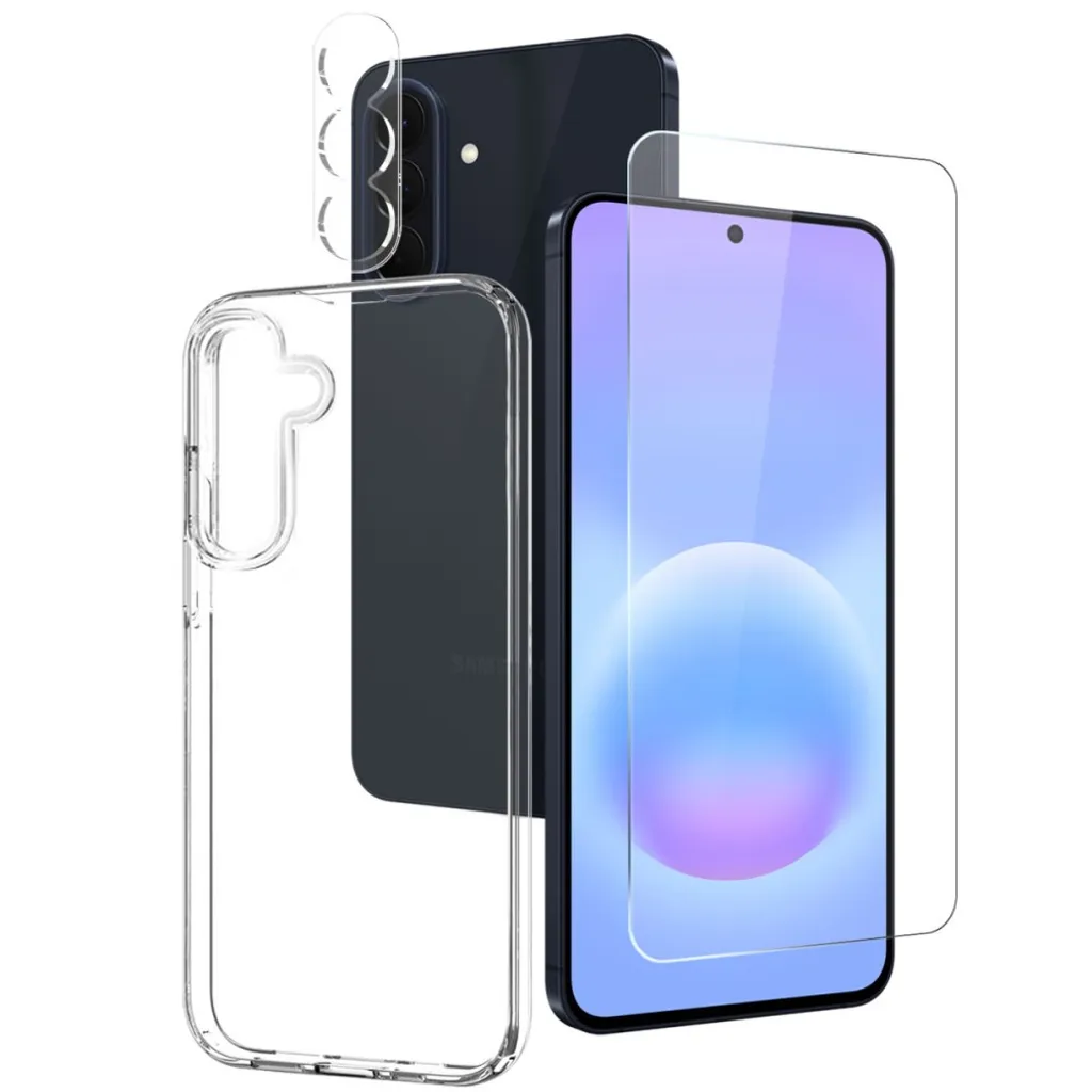 NORTHJO Samsung Galaxy A57 5G 3-i-1 deksel + skjermbeskytter + linsebeskytter – gjennomsiktig v:4066543