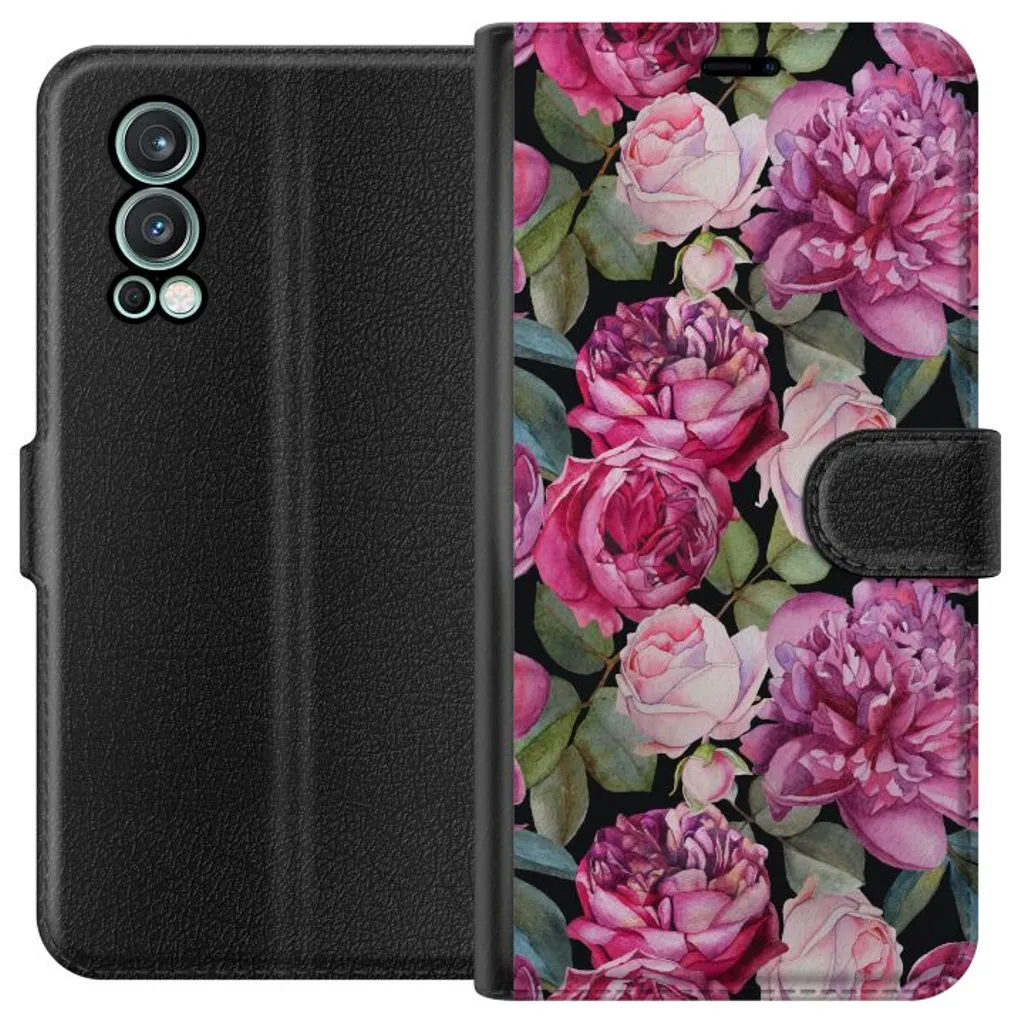 OnePlus Nord 2 5G Sort Lommebokdeksel Rosor v:3679234