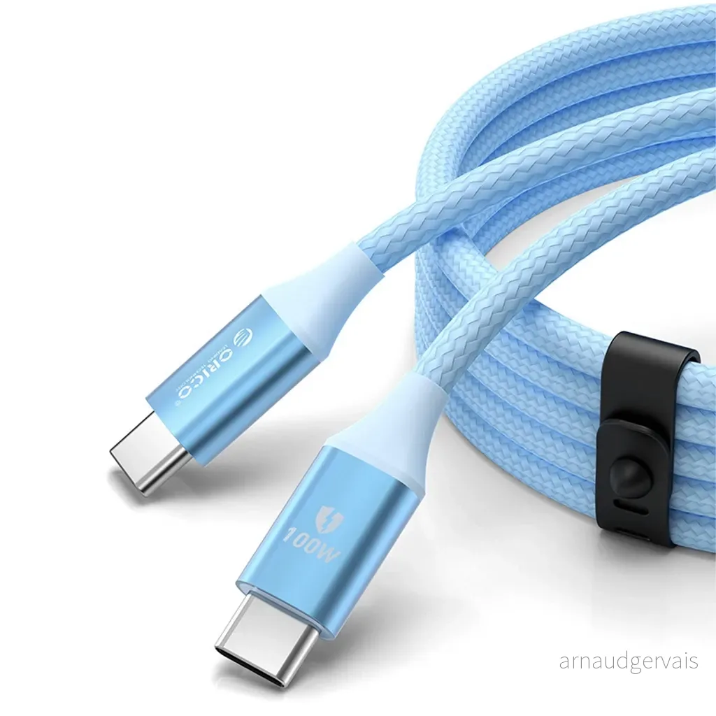 Orico USB-C til USB-C-kabel 100W 5A PD, 1m – Blå v:5139479