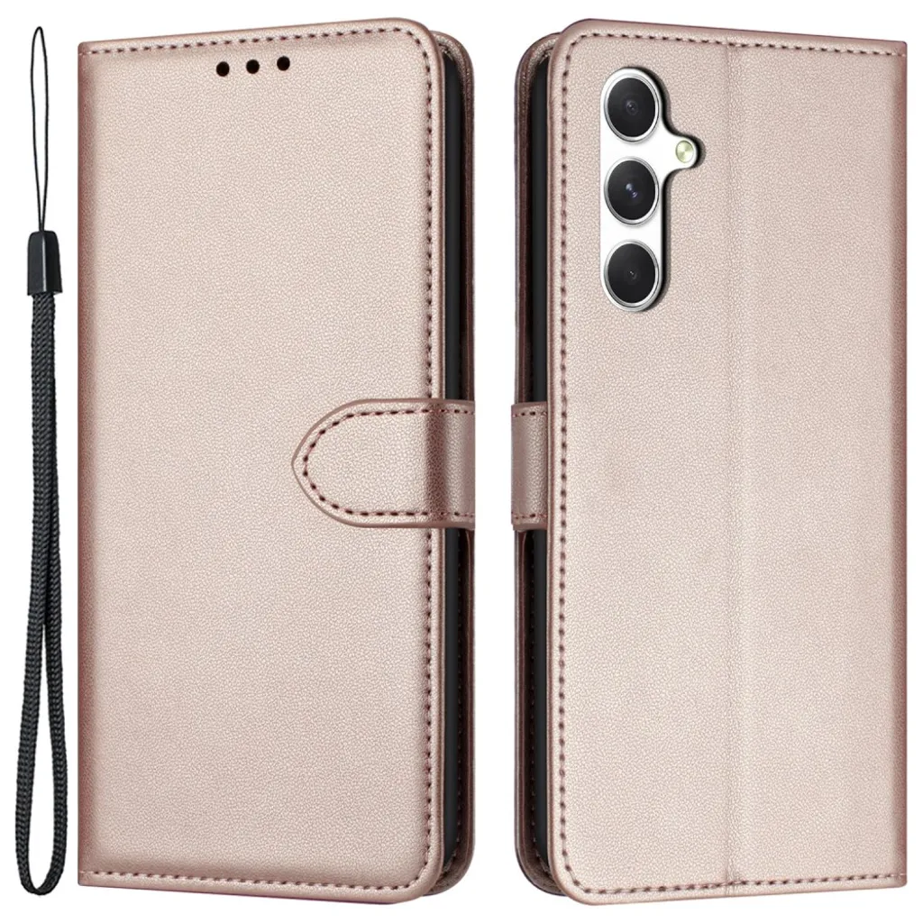 Samsung Galaxy S25 / S24 lommeboketui med håndrem – Rose gull v:8831899