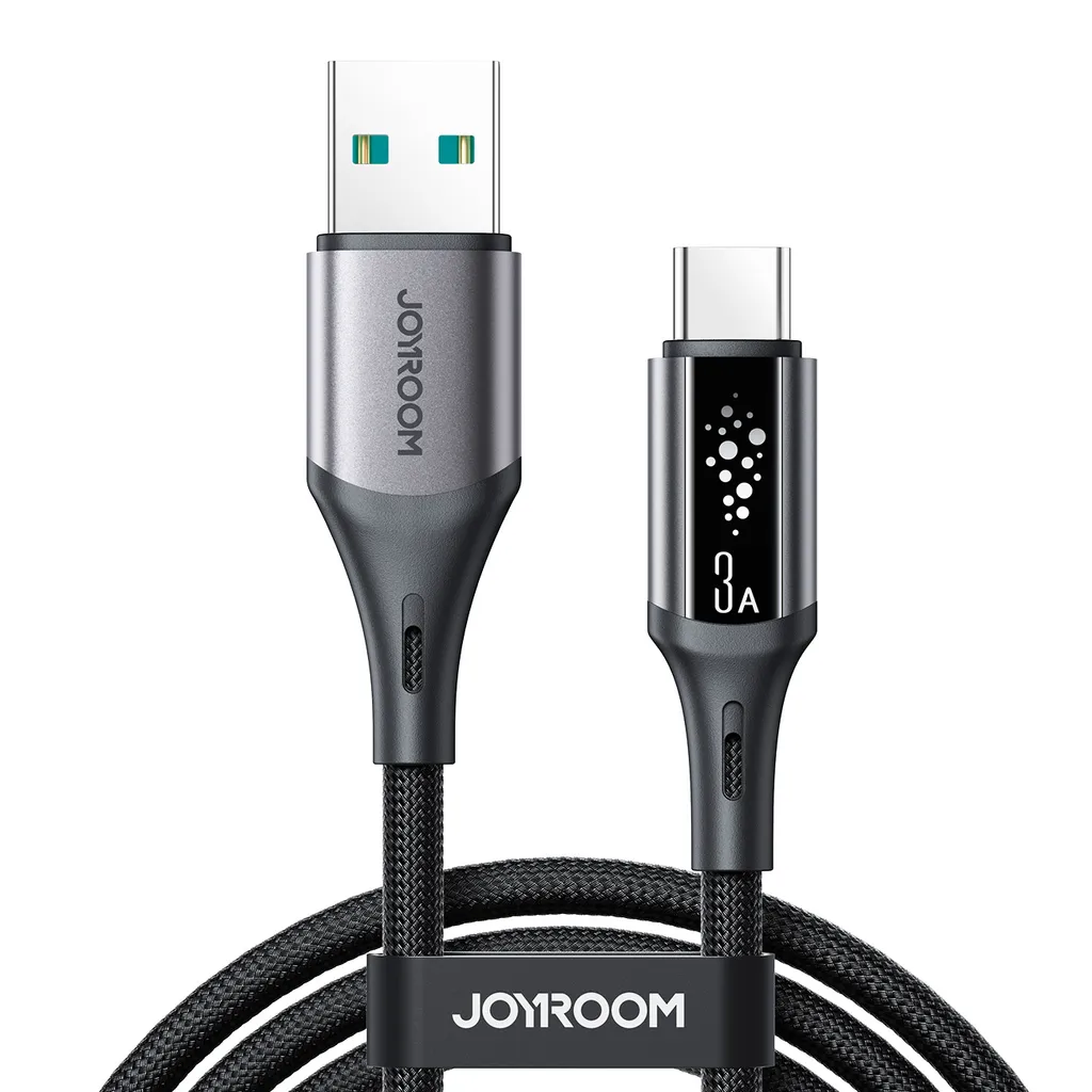 Joyroom S-A60 hurtigladekabel USB-A til USB-C 3A – 1,2 m, svart v:6192411 Joyroom S-A60 hurtigladekabel USB-A til USB-C 3A – 1,2 m, svart v:6192411