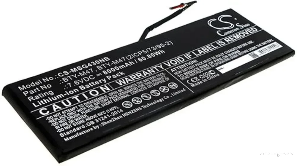 Batteri til Msi GS43VR 6RE-002UK, 7.6V, 8000 mAh v:7257684