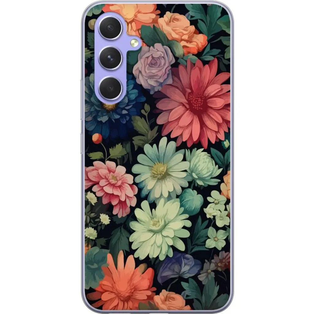Samsung Galaxy A54 Gjennomsiktig Telefondeksel Färglada blommor v:5632221