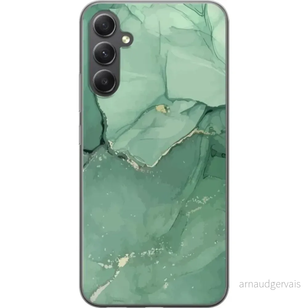 Samsung Galaxy A35 Gjennomsiktig Telefondeksel Grön Marmor v:8564452