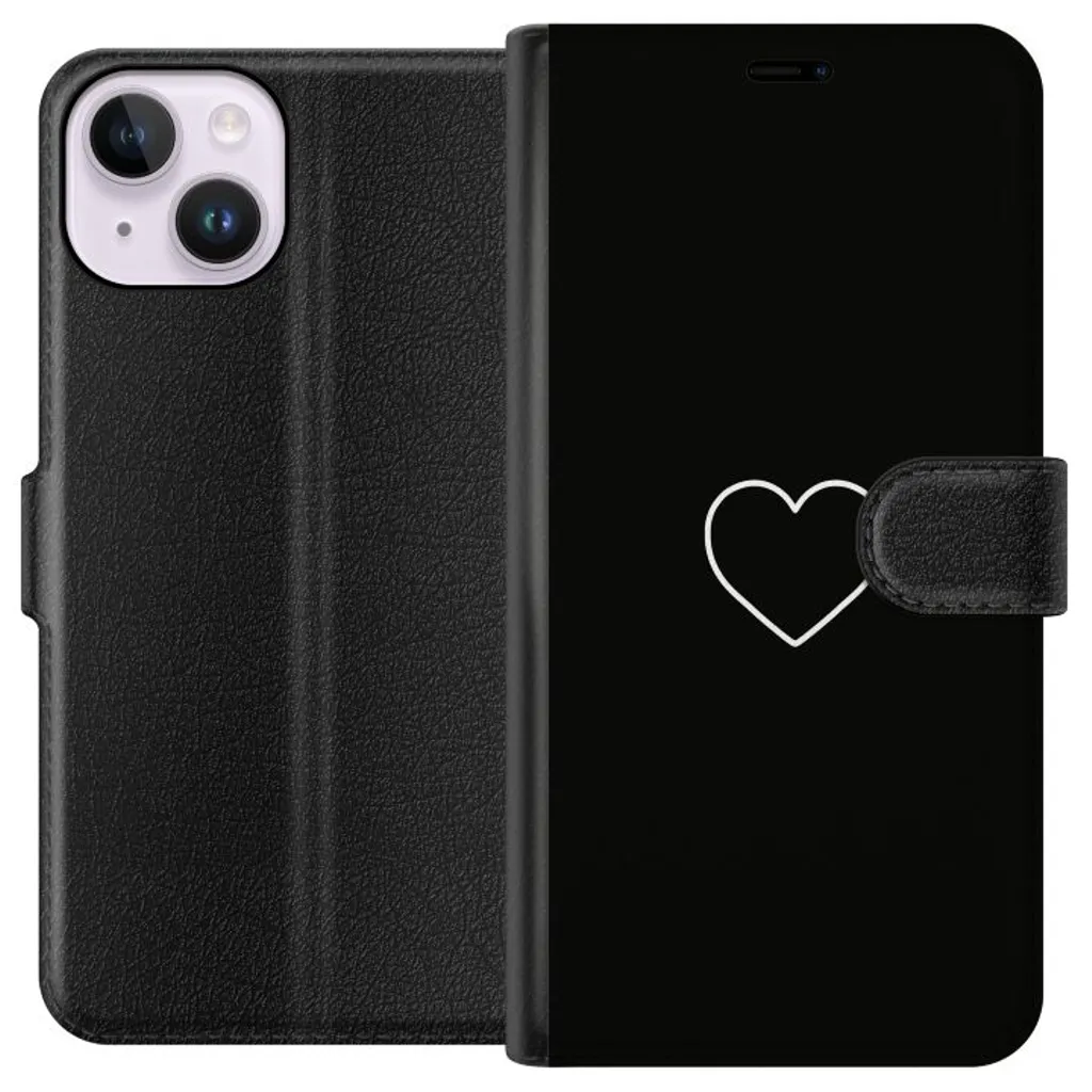 Apple iPhone 14 Sort Lommebokdeksel Hjärta v:3388659