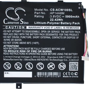 Batteri til Acer Switch 10 SW5-015-15DL, 3.8V, 5900 mAh v:2104571