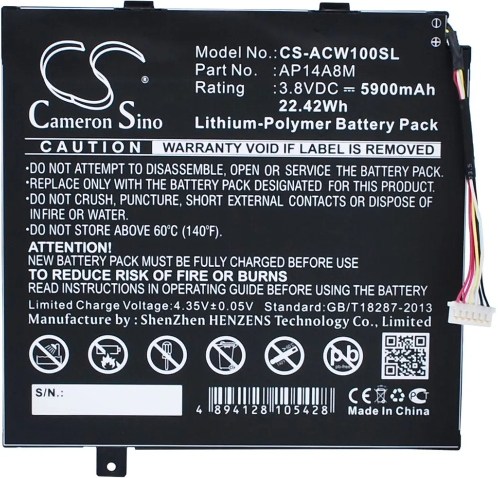 Batteri til Acer Switch 10E(SW3-013-16RW), 3.8V, 5900 mAh v:5233956
