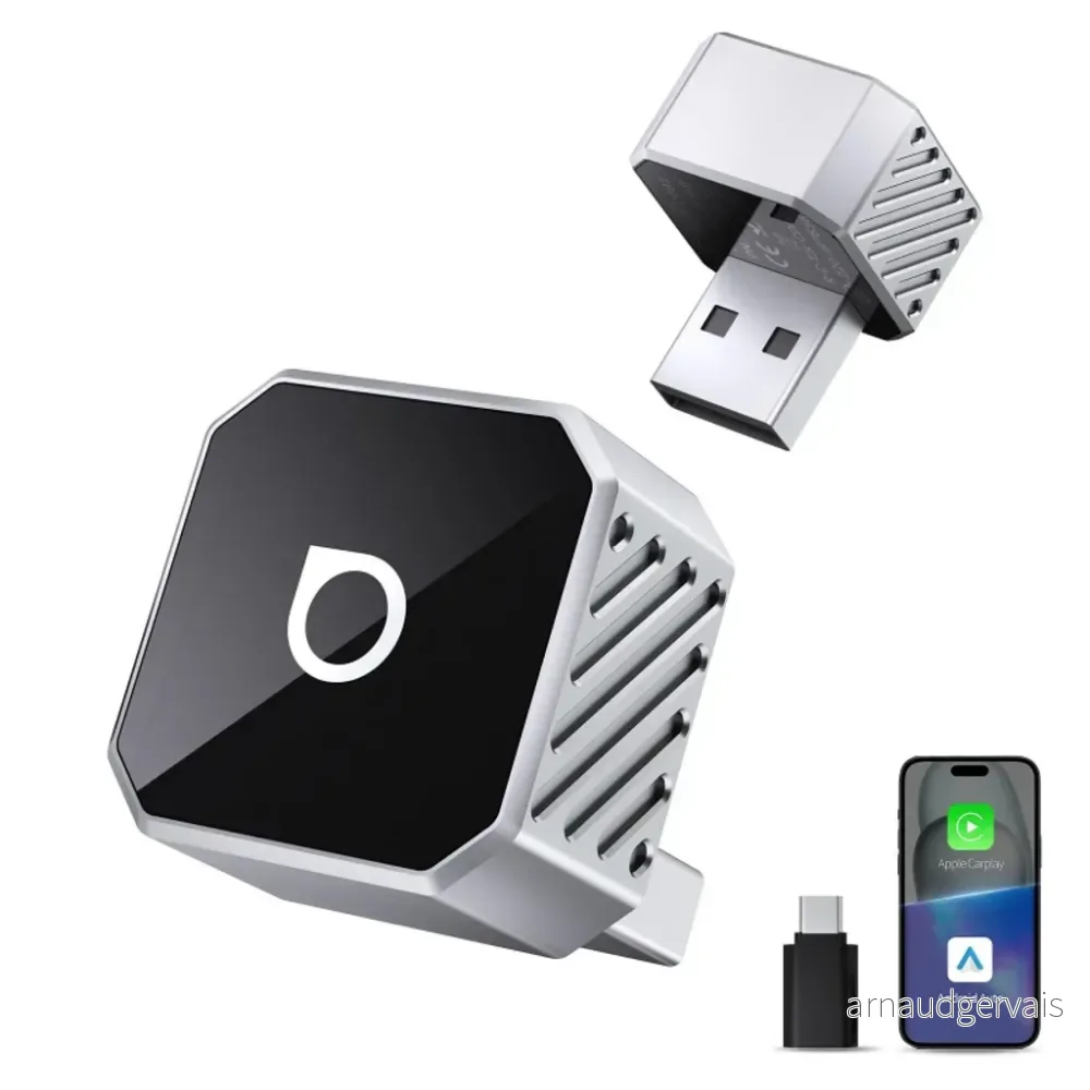 Ottocast Mini Cube trådløs CarPlay / Android Auto-adapter – sølv v:3553080