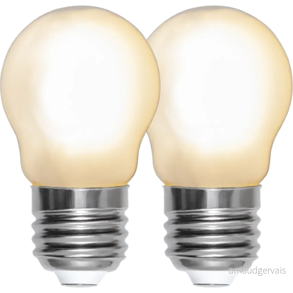 LED-pære E27 G45 frostet 2-pakning v:7577125 LED-pære E27 G45 frostet 2-pakning v:7577125