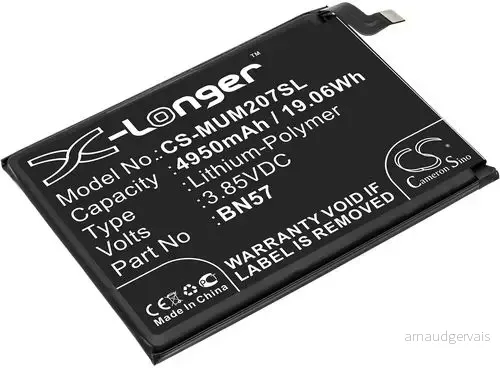 Batteri til BN57 for Xiaomi, 3.85V, 4950 mAh v:4402100