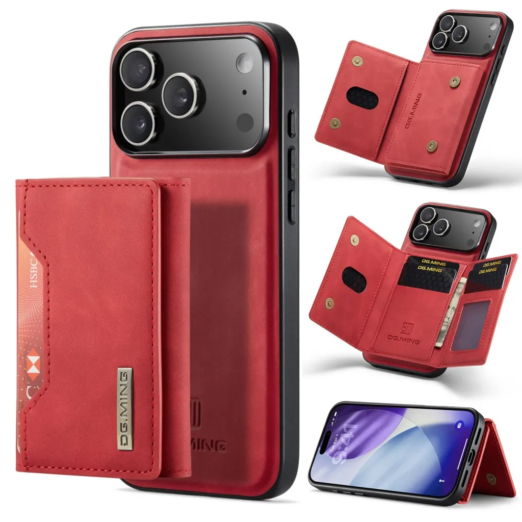 DG.MING iPhone 18 Pro Max/17 Pro Max Deksel med Avtakbar Lommebok – Rød v:4955149 DG.MING iPhone 18 Pro Max/17 Pro Max Deksel med Avtakbar Lommebok – Rød v:4955149