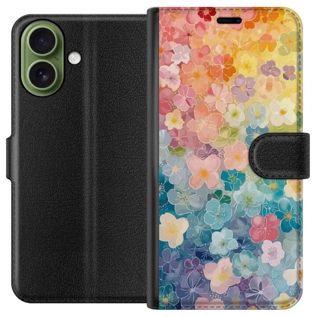 Apple iPhone 17 Sort Lommebokdeksel Miniatyrblommor v:8124464