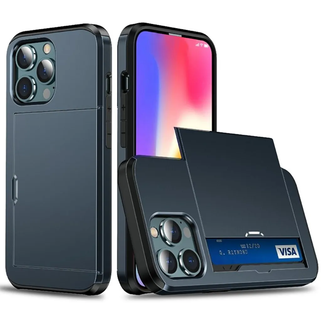 AMORUS iPhone 12 Pro Max Deksel med Kortspor – Mørkblå v:9303725