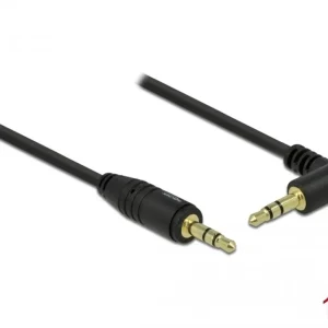 Delock Stereo Jack-kabel 3,5 mm 3-pins hann-til-hann vinklet 1 m – Svart v:8246840