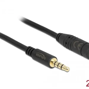 Delock Stereo Jack-forlengelseskabel 3,5 mm 4-pins hann til hunn 2 m – Svart v:8198865