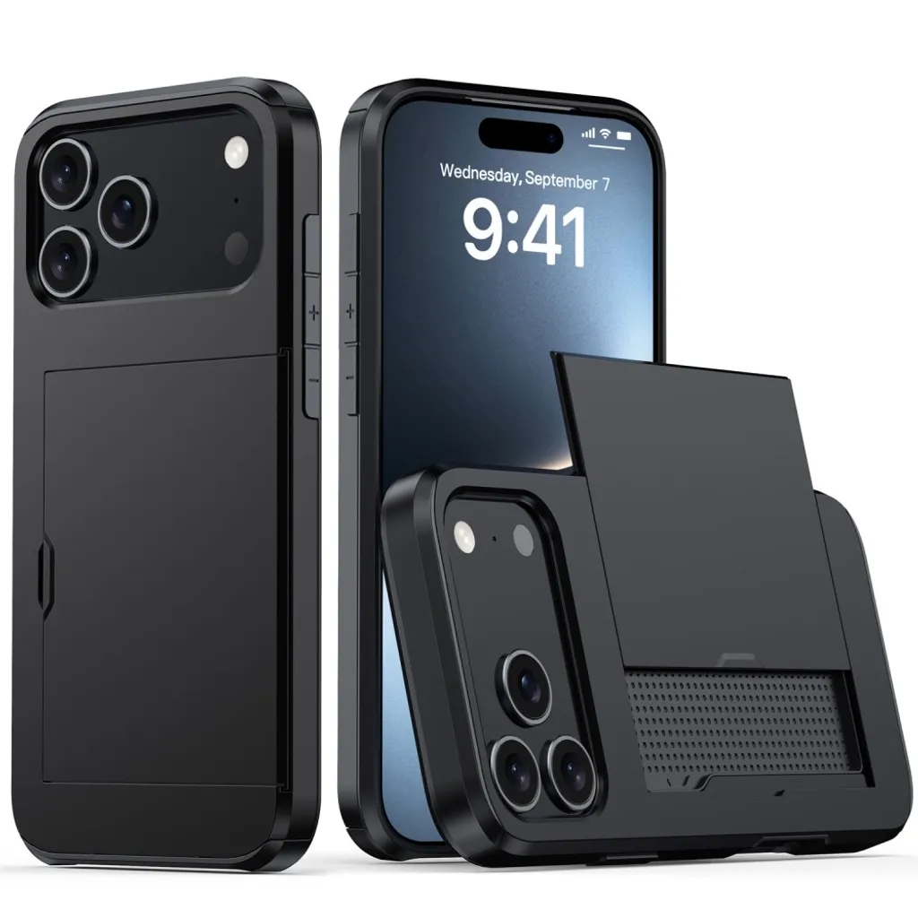 iPhone 18 Pro Max/17 Pro Max Deksel med kortlomme – Svart v:1792869