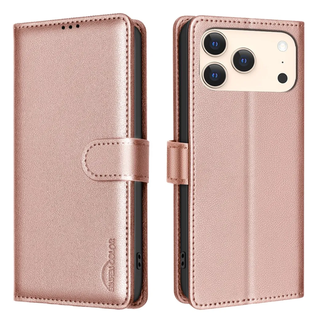 BINFEN COLOR iPhone 18 Pro Max/17 Pro Max Lommeboketui i PU-skinn – Rose gull v:6976665 BINFEN COLOR iPhone 18 Pro Max/17 Pro Max Lommeboketui i PU-skinn – Rose gull v:6976665