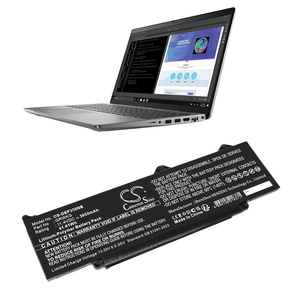 Batteri til V7TXF for DELL, 11.4V, 3650mAh v:4640523