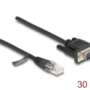 Delock RJ45-plugg til seriell RS-232 D-Sub 9 hannkabel 30 cm – svart v:1898090 Delock RJ45-plugg til seriell RS-232 D-Sub 9 hannkabel 30 cm – svart v:1898090