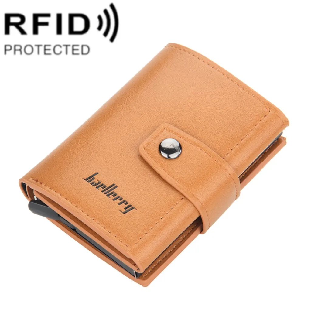 Baellerry RFID metall kortholder med snap-lås – Lys brun v:7083324