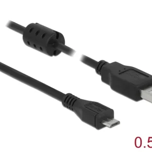 Delock USB 2.0-kabel USB-A til Micro-B – Svart 0,5 m v:5344756