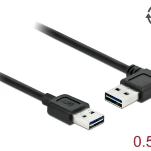 Delock EASY USB-A 2.0 til USB-A 2.0 hann vinklet kabel, 0,5 m v:2118134