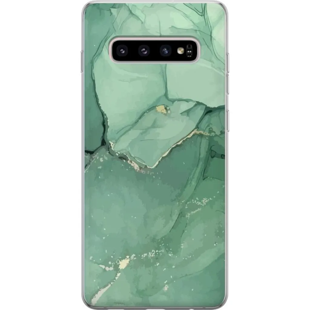 Samsung Galaxy S10+ Gjennomsiktig Telefondeksel Grön Marmor v:6394712