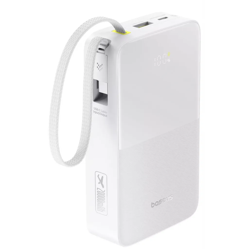 Baseus EnerFill Bipow2 Pro Powerbank 30000mAh QC+PD med USB-C-kabel – Hvit v:9368535
