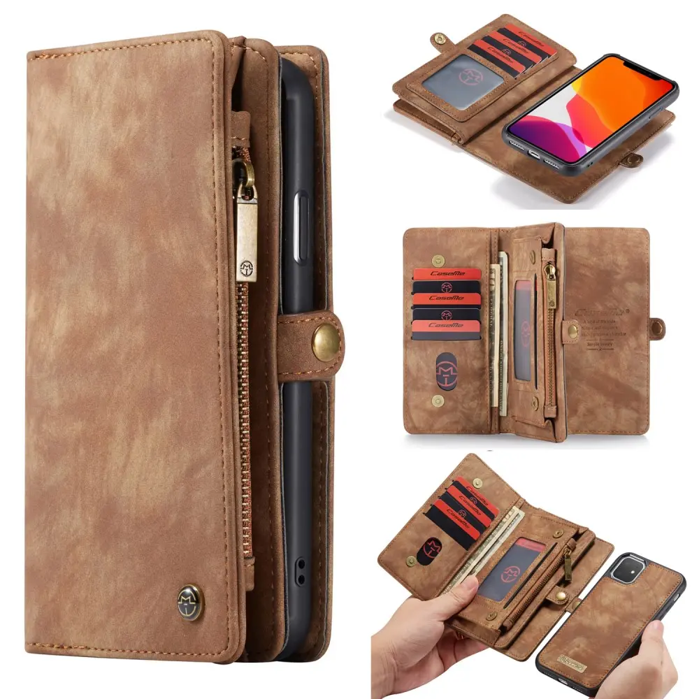 CASEME iPhone 11 2-i-1 Etui med avtakbar lommebok – brun v:6373087
