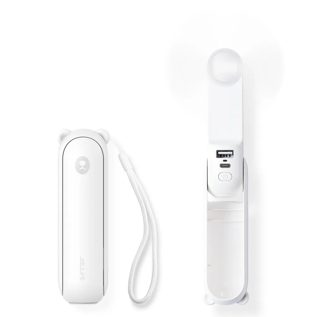 JisulifeLife8 bærbar USB-vifte med powerbank 2000 mAh – hvit v:1099676